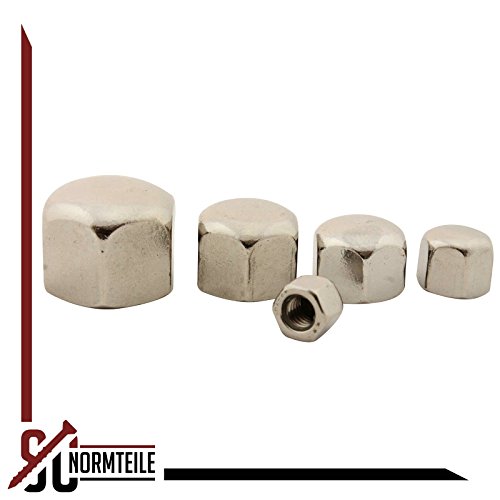 Hutmuttern (niedrige Form) - M8 - (50 Stück) - DIN 917 - Sechskant-Hutmuttern - Edelstahl A2 (V2A) - SC917 - SC-Normteile