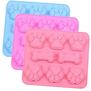 Silicone Molds Pet Paw Print with Bone Treat Dog candy Chocolate Soap 3 PACK MOLD