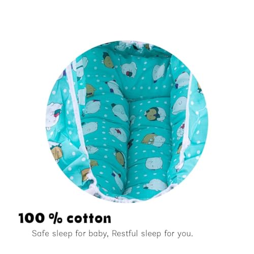 Image of BAYBEE LunaNest Hanging Cradle for New Born Baby | Baby Swing with Mosquito Net and Spring | Portable Thottil /Uyyala /Jhula for Kids with Bedding Set for 0 to 2 Years Boys Girls (Green)