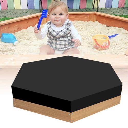 NAROSEBE Funda Arenero Infantil Funda Piscina Hexagonal 140x 110x20cm Cubierta Arenero Cubre Arenero Tapa para Arenero Funda Impermeable Oxford Protector Sandbox Cover con Cordón para Caja de Arena
