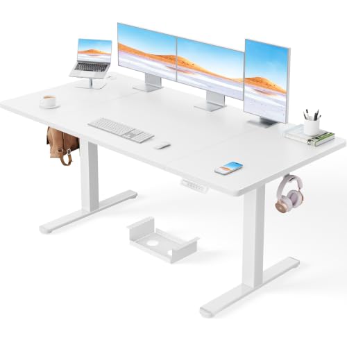 ErGear Höhenverstellbarer Schreibtisch-160 x 80cm,100 KG Tragkraft Elektrischer Schreibtisch mit Fortgeschrittenem Bürstenlosem Motor, Leise Funktion, Robuster Metallrahmen, Vierteilige Tischplatte