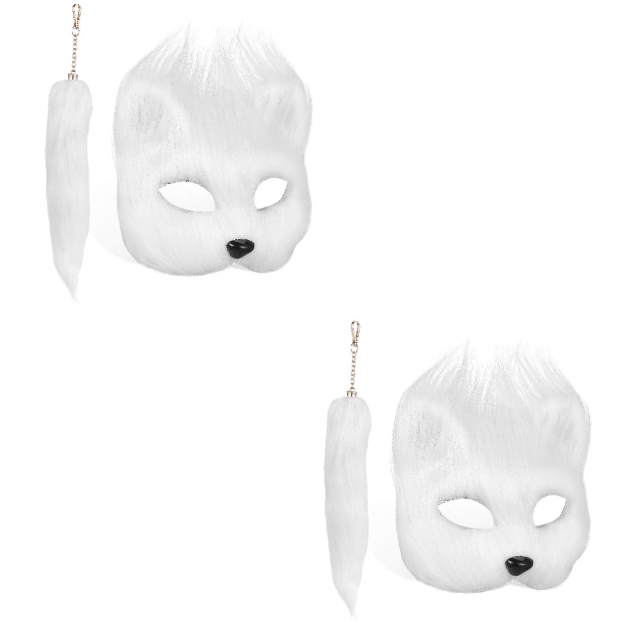 Healvian 2 Juegos Conjunto de Máscara de y para Disfraces de Halloween Accesorios de Fiesta Cosplay Máscara Fluffy de Animal para Eventos Temáticos y Celebraciones