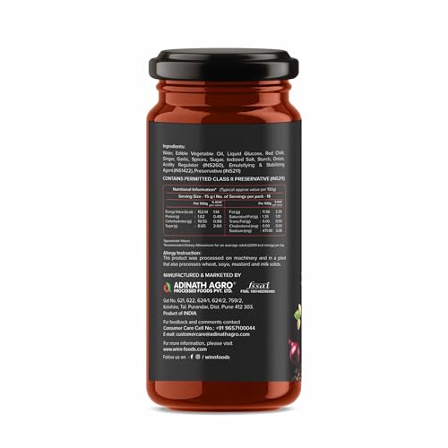 Image of Winn Schezwan Chutney 275g Glass Bottle | Pack of 1 | Chinese Schezwan Sauce | Hot & Spicy