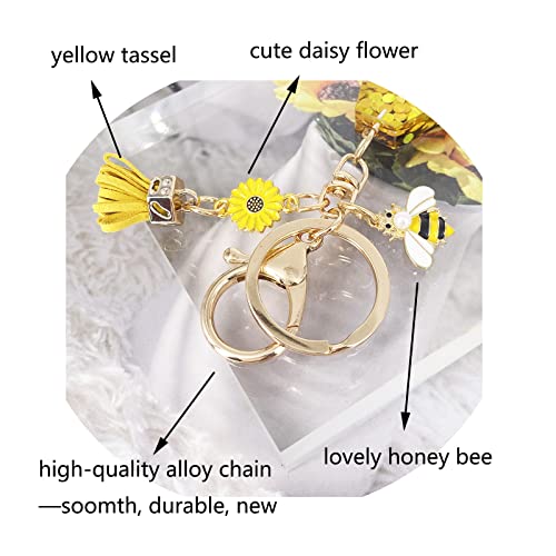 Laxpicol Gold Letter C Keychain For Women Purse Handbags Honey Bee Gold Sequins Resin Alphabet Initial Letter #TOP2