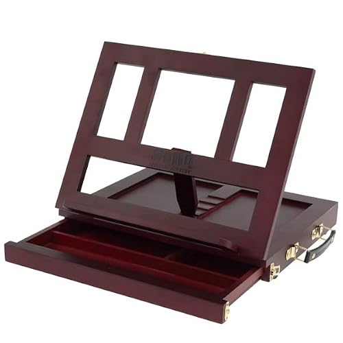 SoHo Urban Artist Wooden Desk Easel & Drawing Stand â€“ Foldable, Lightweight Drawing Table - Mahogany Finish Painting Easel