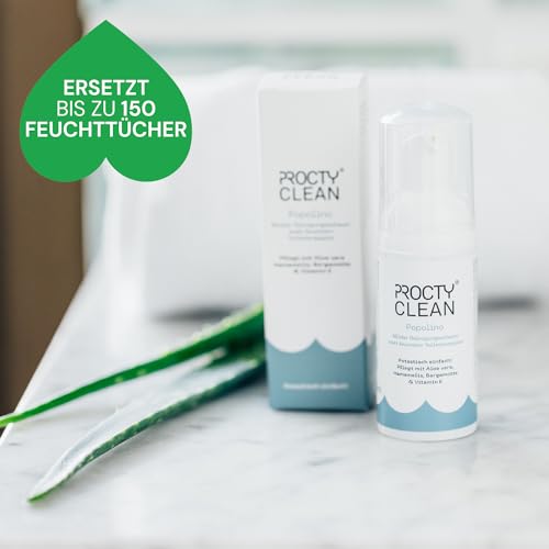 ProctyClean PopoLino - milder Reinigungsschaum statt feuchtem Toilettenpapier. Sanfter Popo Schaum mit Aloe vera, Hamamelis & Vitamin E. Bei Jucken, Hämorrhoiden & Analfissur