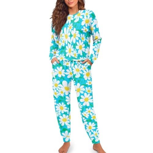 Image of Women's Pajamas Set Soft 2 Piece Loungewear Long Sleeve Pj Set Matching Sleepwear with Pockets for Women Plus Size