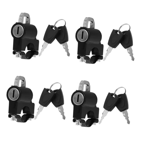 Amosfun 4 Pezzi Lucchetto Antifurto per Casco con Chiave Blocco Manubrio Resistente alle Intemperie Gancio Sicurezza per Bicicletta e Scooter Anti-manomissione per Manubri