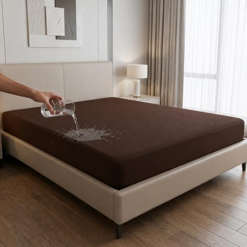 Image of 100% Waterproof Premium Cotton Feel Mattress Protector King Size (6x6.5 feet / 78x72 Inches) Breathable and Hypoallergenic Ultra Soft Elastic Fitted Bed Protector Cover, Home.