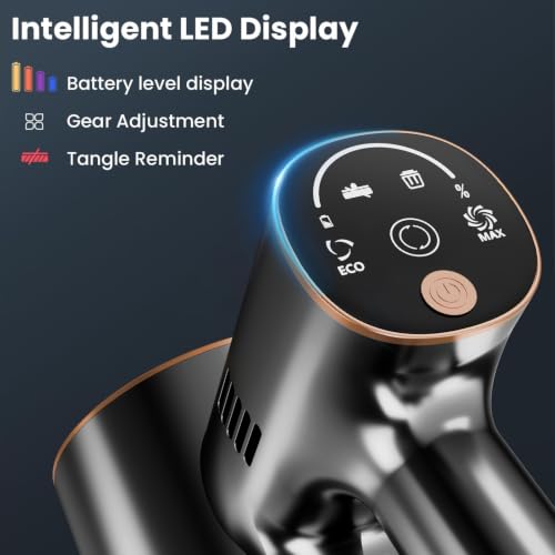 Image of Cordless Stick Vacuum Cleaner - Rechargeable,45Kpa Powerful Suction Vacuum for Home,45Mins Runtime,Detachable Battery,Anti-Tangle, 8 in 1 Lightweight Vacuum for Pet Hair Carpet Hardwood, Gold