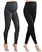 Foucome 2 Pack Women's Over The Belly Super Soft Support Winter Maternity Leggings Grey + Black,M/Label XL