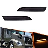 ADIIL For 2018-up Volvo VNL VNR VNX 2PCS Smoked Lens Amber LED Front Bumper Side Marker Lights