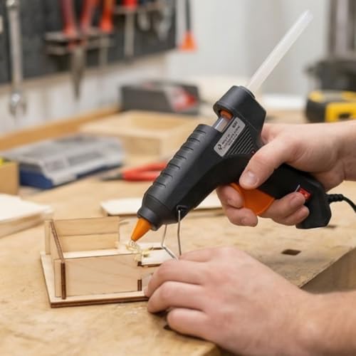 Image of Witty Fox Glue Gun 60W with 10 Glue Sticks for DIY Arts, Crafts, School Projects, Home Repair & Decoration | Hot Melt Glue Gun | Fast Heating for Hobby, Fabric, Plastic, Wood & Quick Fix Use