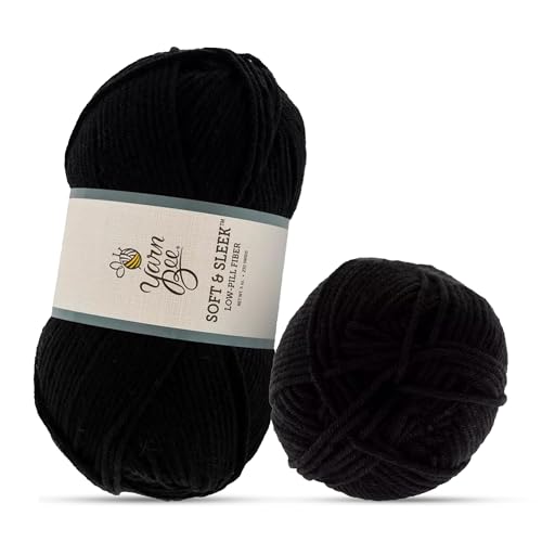 Image of Hobby Lobby Yarn Bee Soft & Sleek Yarn, 100% Low Pill Acrylic, Crocheting & Knitting (Black)