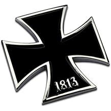 Noizzy 1813 Iron Cross Car Emblem - 3D Metal Auto Badge - Vehicle Trunk Window Styling Decor Accessories Black
