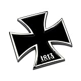 Noizzy 1813 Iron Cross Car Emblem - 3D Metal Auto Badge - Vehicle Trunk Window...