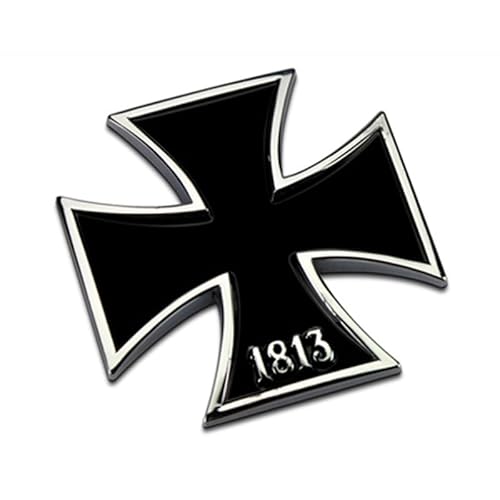 Noizzy Emblema de cruz de hierro 1813 para coche, insignia de metal 3D, accesorios de decoración para ventana de maletero de vehículo, color negro