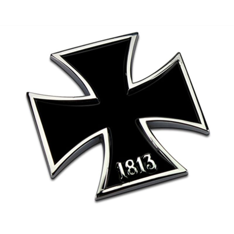 Noizzy 1813 Iron Cross Car Emblem - 3D Metal Auto Badge - Vehicle Trunk Window Styling Decor Accessories (Black)