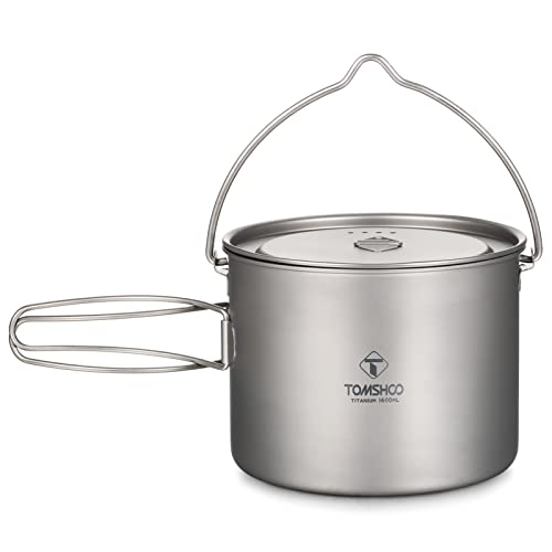 HUIOP Camping Pot, Titanium Pot 750ml/900ml/1100ml/1600ml/2000ml/2800ml Ultralight ing Pot with Lid and Foldable Handle Outdoor Camping Backpacking Cooking Picnic