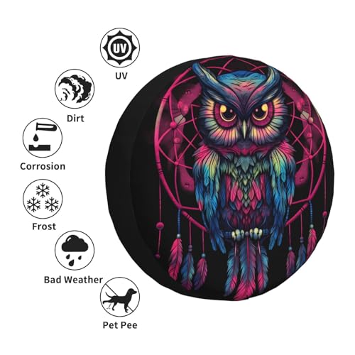 Image of Spare Tire Cover, Purple Owl Universal Tire Wheel Protectors for Rv Camper Jeep Travel Trailer SUV Truck, Weatherproof, 15 Inch