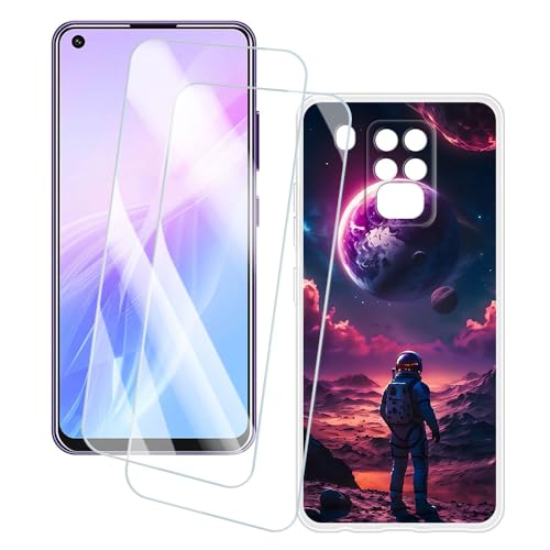 OAGELIM 2�Z�b�g �X�N���[���v���e�N�^�[ + �P�[�X Oukitel C18 Pro (6.55 �C���`) �Ƃ̌݊������� �A�[�e�B�X�e�B�b�N�J�X�^���v�����g�J�o�[�Ƌ����K���X�t�B���� �X�N���b�`�h�~ (�F����s�m)