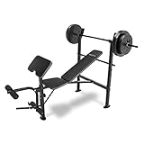 Competitor Marcy Workout Bench with 80 lbs Weight Set Combo (Black) - CB-20110