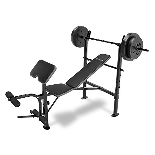 Competitor Marcy Workout Bench with 80 lbs Weight Set Combo (Black) - CB-20110