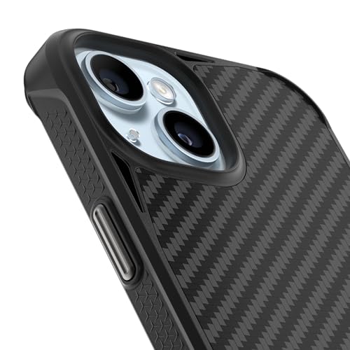 REBEL Gen-5 Etui na iPhone'a 15, 6,1”, wytrzymałe, kompatybilne z MagSafe, włókno aramidowe, antypoślizgowe boki, odporne na wstrząsy narożniki, metalowe przyciski CNC, ulepszona konstrukcja, czarne