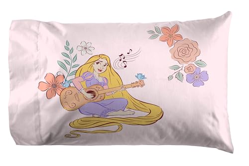 Image of Jay Franco Kids Sheet Set with Fitted, Flat Sheets & Pillow Cover - Ultra-Soft Bedding with Pillowcase for Room Decor, White - Disney Princess, 3 Piece Twin