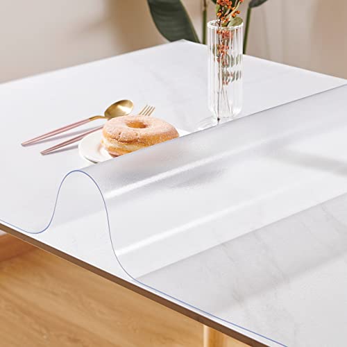 Leffora Frosted Table Cover Protector 52 x 52 Inch, 1.5mm Thick Plastic Desk Protector Mat, Square Waterproof PVC Placemats, Transparent Mat for Desktop, Dining Room Table, Dresser, Writing Desk by Leffora - Used condition - US$21.83