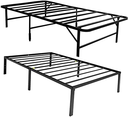 2Pcs Twin Heavy Duty Metal Platform, Foldable Bed Frames with Round Corner Edge, Easy Assembly, Sturdy, Non-Slip and Noise-Free, No Box Spring Needed