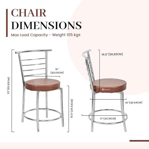 Image of Goyal steel & furniture Chairs for Dining Table, Steel Chair, Dining Chair with Comfortable Cushion (6, Brown, Standard)