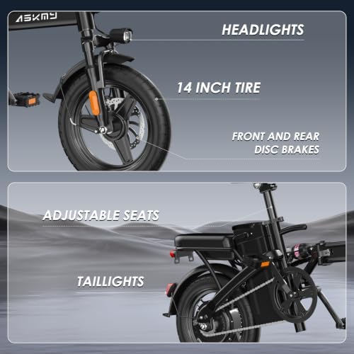 Folding Electric Bike for Adults, 14" Mini Ebike for Teens image 6