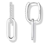 Milacolato 925 Sterling Silver Oval Hoop Earrings 18K White Gold Plated Paperclip Link Chain Earrings Hypoallergenic Huggie Hoop Earrings for Women-Silver Oval Hoop