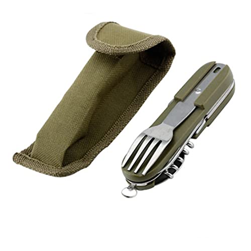 Yicare Juego de cubiertos de camping 8 en 1 plegable de acero inoxidable portátil para camping, utensilios de comida para picnic, senderismo, barbacoa al aire libre viajes Cover
