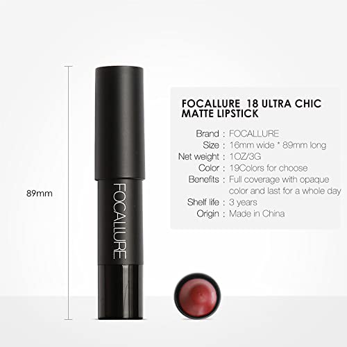 Focallure Ultra Chic Matte Lipstick,Rich Vitamin E Lip Crayon,Lightweight Matte Color Without Drying Or Fading,Long Lasting Waterproof Lips Makeup,Del Rio #TOP7