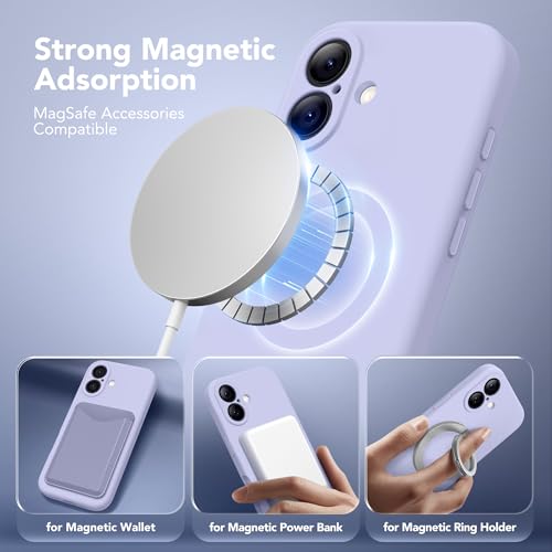 Image of Magnetic for iPhone 17 Case, Compatible with MagSafe, [Full Camera Protection][Screen Protector] Silicone Shockproof Protective Phone Case for iPhone 17 6.3 inch, Lilac
