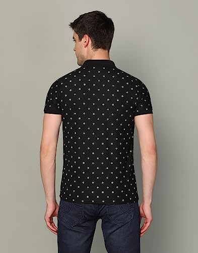 Image of INKKR Men's Printed Polo Neck Half Sleeve Multicolor T-Shirt