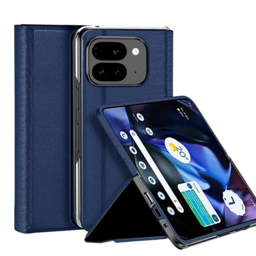 Image of WHITBULL Stylish Leather Case with Built-in Card Slot Flip Cover Compatible with Google Pixel 9 Pro Fold 5G / Google Pixel Fold 2 5G (Blue)