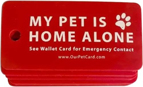 1Pc Red Pets are Home Alone Alert Key Tags Keychain