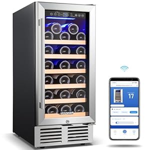 BODEGA Wine Fridge 15 Inch, Wine cooler for Built-In or Freestanding,31 bottles Wine Refrigerator,small Wine Cooler For Home Bedroom Bar, Mini fridge Under Counter With Glass Door, WiFi control.