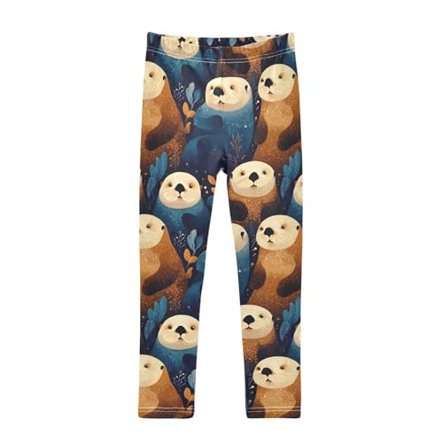 Girls Leggings Cute Animals Sea Otters Soft Toddler Leggings for Girls Kids Pants Size 4T-10T