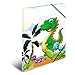 HERMA Sammelmappe A3 Dino, Eckspanner-Mappe aus Pappe mit Kindergarten Dinosaurier Motiv, Gummizug, Innenklappen und Innendruck für Jungen, Mädchen und Kinder
