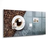 Magnetisches Glasboard | Inkl. starker Neodym-Magnete & Marker | Perfekt für Notizen, To-Do-Listen & Termine | Glasoberfläche leicht zu reinigen - 120x60cm Tasse Kaffee
