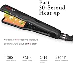 1.25 Inch Keratin Ion Hair Straightener | Dual Voltage Flat Iron with 3D Floating Tourmaline Ceramic Plates | LED Temp Control 285°F-450°F for Fine/Thick/Curly Hair | 60-Min Auto Shut-Off, Black