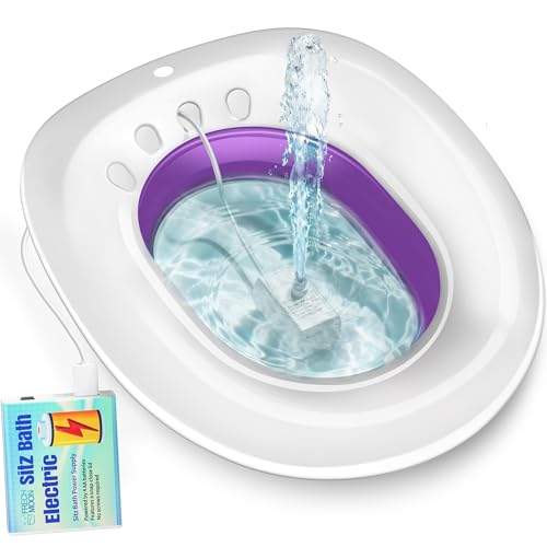 FRECHMOON Electric Sitz Bath for Toilet Seat, Hemorrhoids and Postpartum Care - Yoni Steam Seat - Perineal Soaking, Collapsible, Wide Seat, Deeper Bowl - Use w/Sitz Bath Salt - Purple