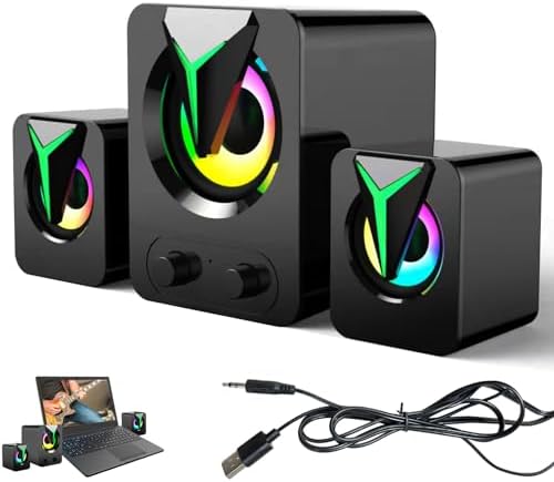 Caixa De Som PC Gamer Com RGB, 3D Surround, Alto Volume, Bass Ref...