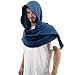 Women Men Fashion Shawl Scarf Cape | Multifunctional Hooded Cowl | Medieval Linen Cotton Cowl Hood |Vintage Goth Costume Accessory (Blue)