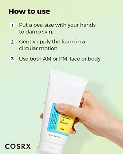 COSRX Low pH Good Morning Gel Face Cleanser, 5.07 fl oz, BHA Face Wash, Daily Mild Face Cleanser for Sensitive Skin, PH Balancing, Korean Skin Care, Korean Face Wash