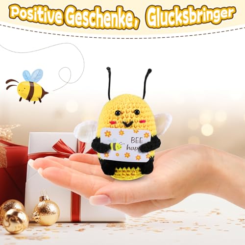 iewrtcin Glücksbringer Biene, Potato Pocket Hug Geschenk, Biene Kuscheltier, Positive Kartoffel Deutsch Ersatz, für Geschenk Abitur 2025 Mädchen, Lustige Geschenke für Frauen Kinder
